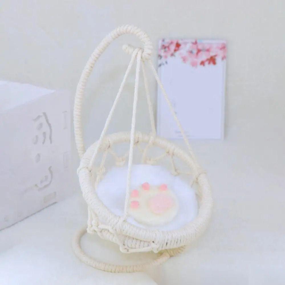 With Cushion Mini Doll Hanging Chair Hand-woven Miniature Size Toy Hammock Doll Accessories Toy Room Decoration Enamel Doll