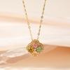Natural Tourmaline S925 Sterling Silver Heart Clover Pendant Necklace for Women