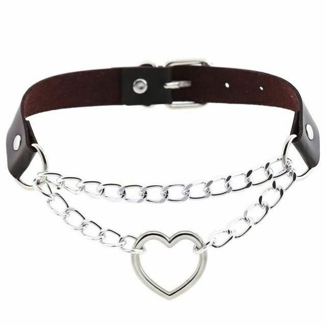 Day Collar Heart Pendant Choker Silver Chain Necklace Collars & Leashes