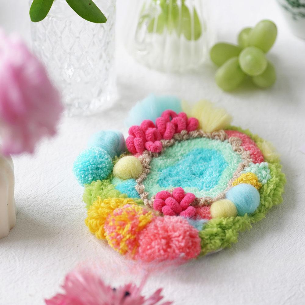 Poke Embroidery Four Seasons Moss Carpet Coaster Warm Home Ornament Handmade DIY Material Package