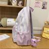 Striped Colorblock Backpack Large Capacity Student Schoolbag Lightweight Backpack