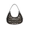 Crescent Pu Leather Bag High Quality Rivet Hobo Shoulder Bag Mini Handbag Adjustable Punk Bag For Dates Shopping Daily Use