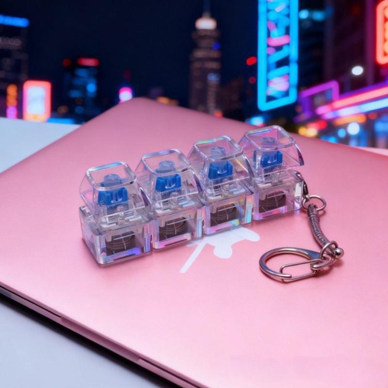 4-Key Keycap Tester Keyboard Clicks Toy With LED Lights Keyboard Clicks For Anxiety Relief And Focusing Enhancement