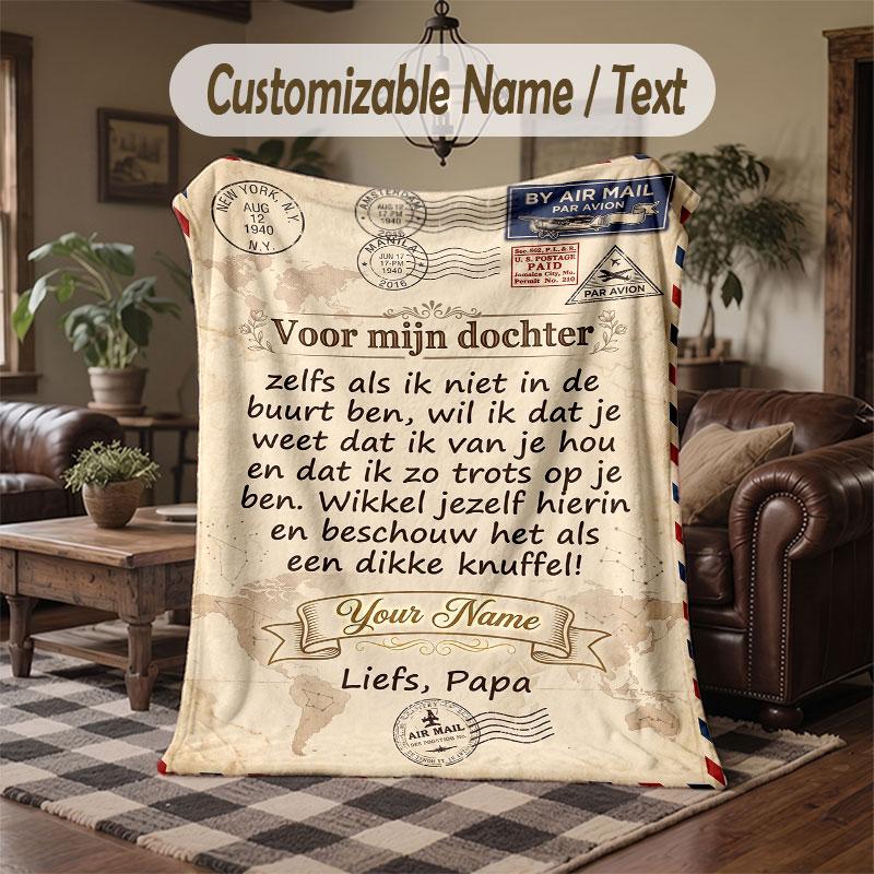 Love Hearts Theme Throw Blanket Custom Name Text Personalized Blanket Soft Cozy Blanket for Home Sofa Bed