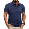 Men's Casual Short Sleeve Work Shirt Slim Fit Polo Style with Dual Chest Pockets Button and Zipper Closure Lightweight Fabric