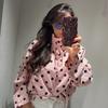 Women Polka Dot Jacket Vintage Stand Collar Cropped Jackets Zip Up Coat Casual Fashion Coat Fall Spring Jacket with Pockets