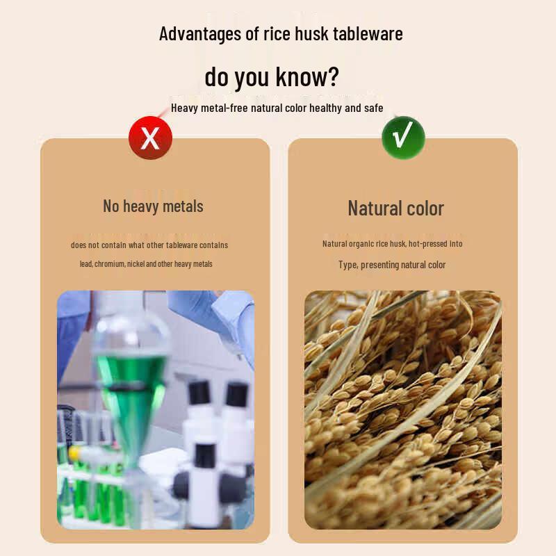 ZISIZ Rice Husk Disposable Tableware Set