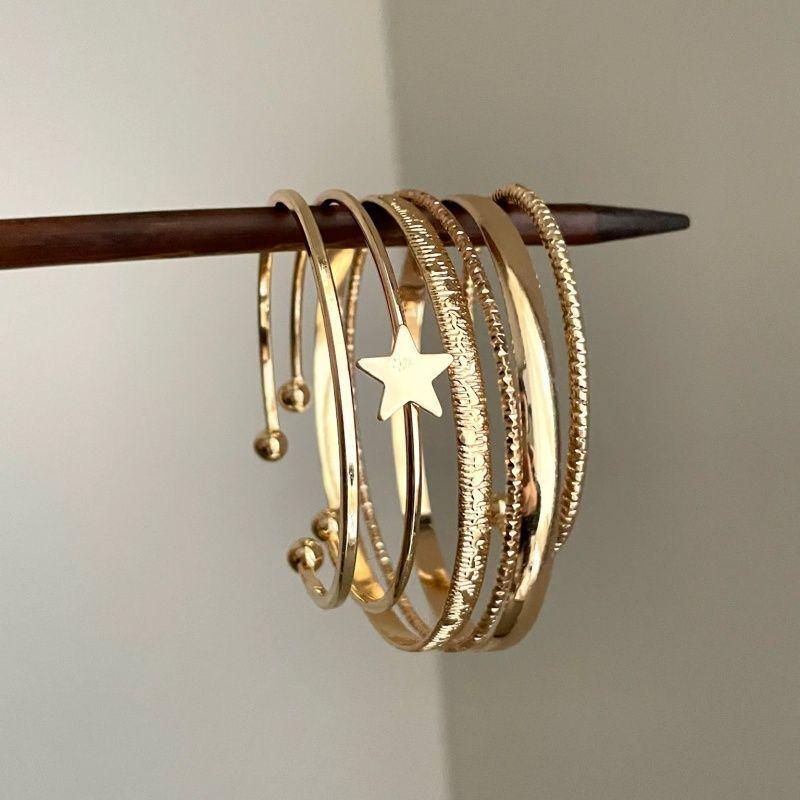 European & American Fashion Star & Moon Bracelet Set for Women