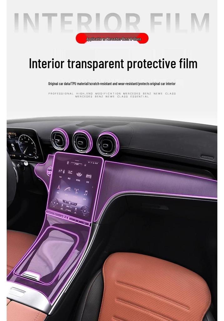 Transparent TPU Screen Protector for New Mercedes-Benz C260L/C200L Interior Console & Navigation