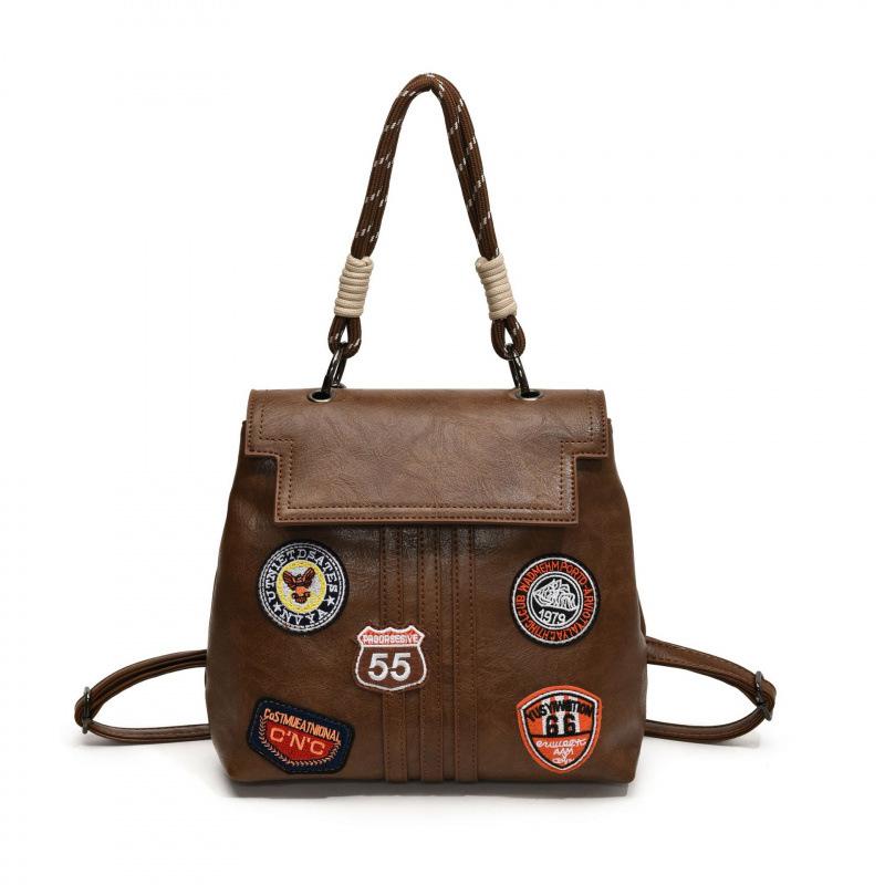 

Ретро рюкзак в стиле колледжа, женская повседневная сумка большой вместимости, новая модная универсальная студенческая сумка для通勤 коричневый