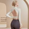 High Neck Slimming Yoga Suit with Chest Pad - Women's Long Sleeve Fitness Top for Running and Pilates (Autumn)