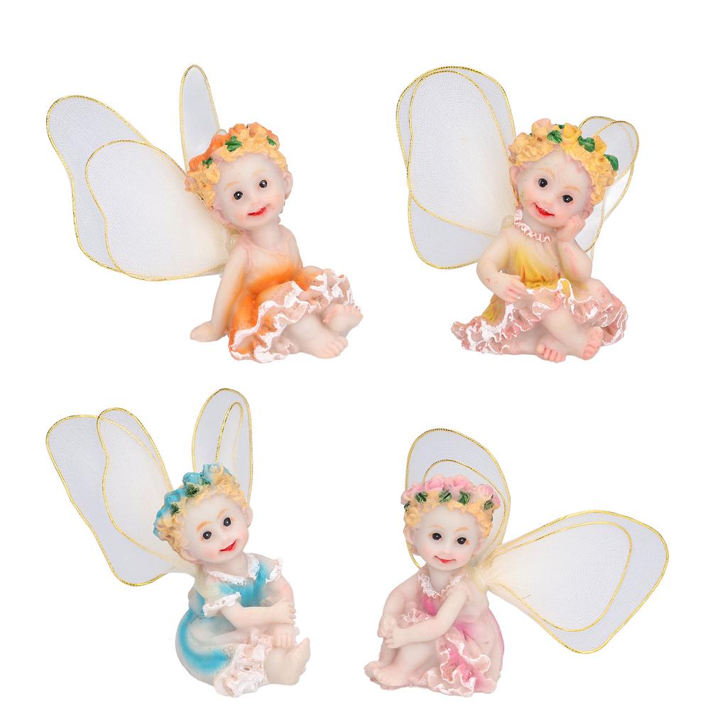 4Pcs Flower Fairies Figurines Garden Home Ornament Fairy Figures Resin Craft Bonsai Decoration