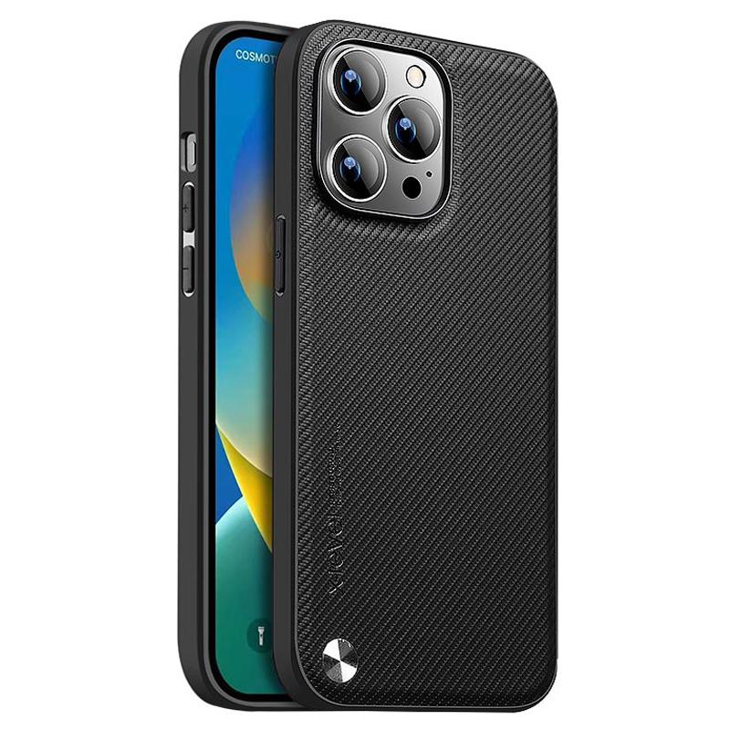 

X-LEVEL Kevlar II Series Phone Case for iPhone 15 Pro Max Carbon Fiber Texture PU+TPU Anti-Fall Cell Phone Cover Black