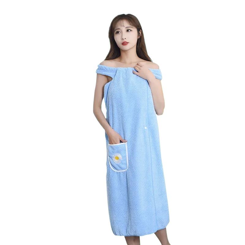 Bath Towel Wrap Dress For Women - Long Style Skirt, Quick-Dry Hair, Wearable And Washable Polyester Robe Quick-Dry Compressed