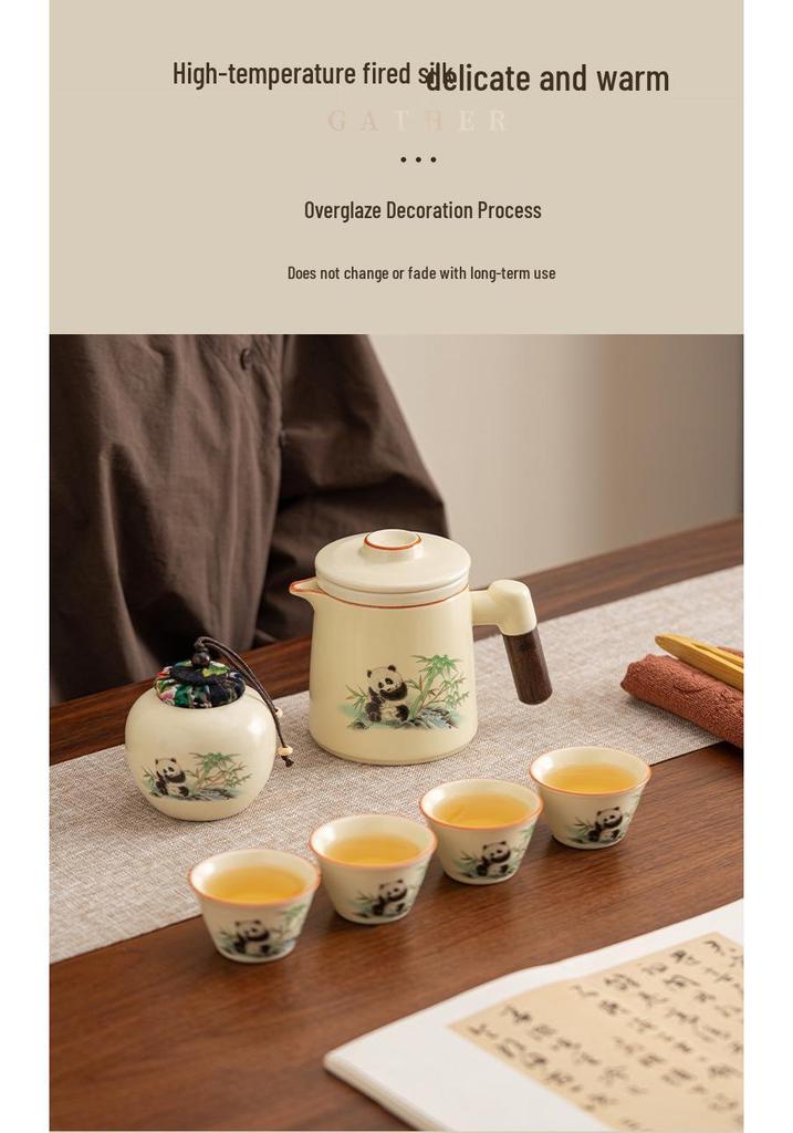 Portable Travel Tea Set: Quick-Brew Pot with Four Cups, New Style for Young People On the Go