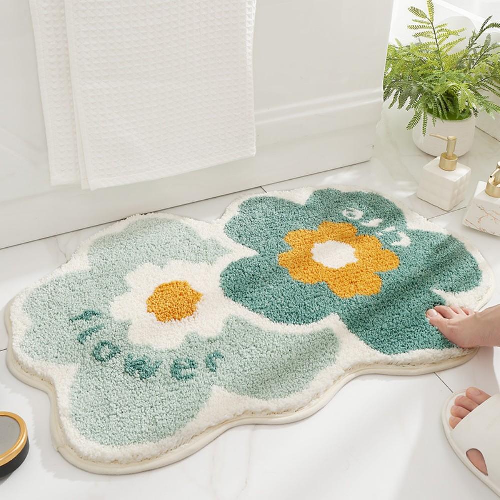 Cartoon Flower Bathroom Anti Slip Absorbent Floor Mat Bedroom Entrance Anti Slip Quick Dry Carpet Soft Plush Home Decor