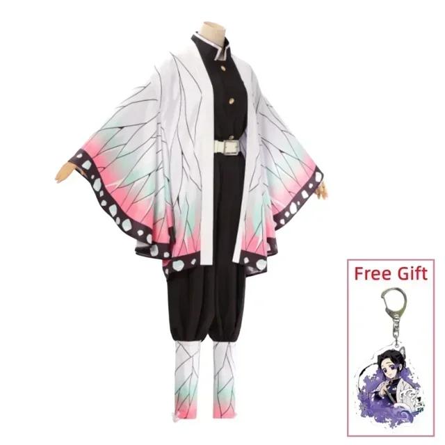 Kochou Shinobu Cosplay Costume Anime Shinobu Perruque Haori uniforme Femmes maternelle Halloween Vêtements 130 beige