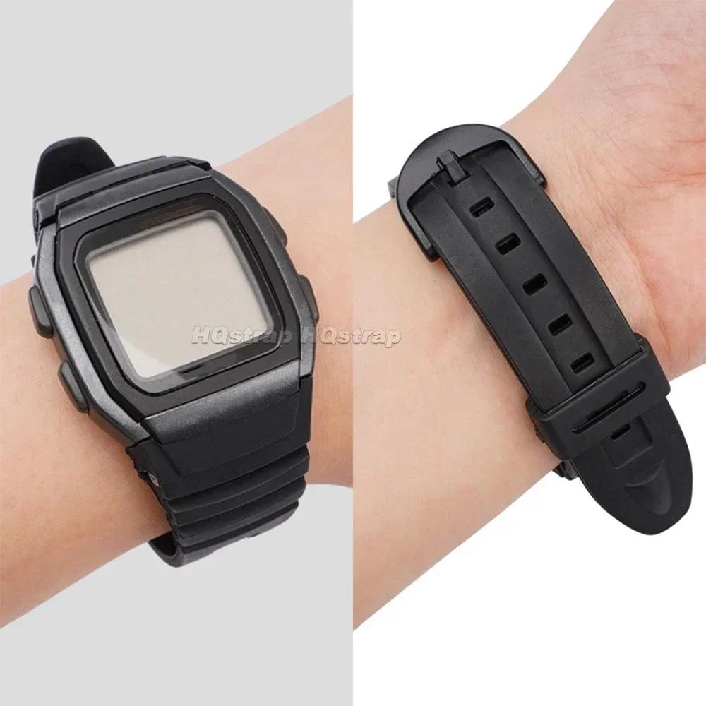 Silicone Watch Strap Sports PU Plastic Watchband for Casio W-96H 18mm Waterproof Rubber Bracelet Men Women Wristband Accessories