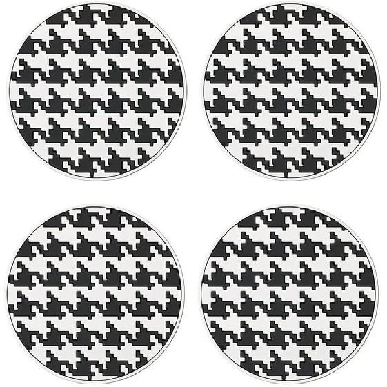 Car Coasters for Cup Holder Silicone, Car Cup Holder Coasters Pack of 2, Fashion Black White Checkerboard Gird