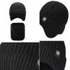 Winter Knitted Hat Two-Piece Outdoor Velvet Thick Warm Wool Cap with Scarf