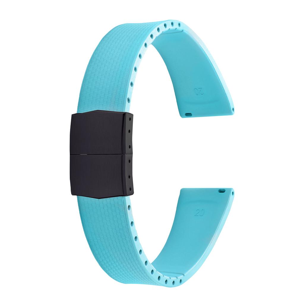 20mm Delugs CTS FKM Gummi Uhrenarmbänder mit 4 Farben Schmetterlingsschließe Einzigartige Textur Schnellverschluss Uhrenarmband für Markenuhr