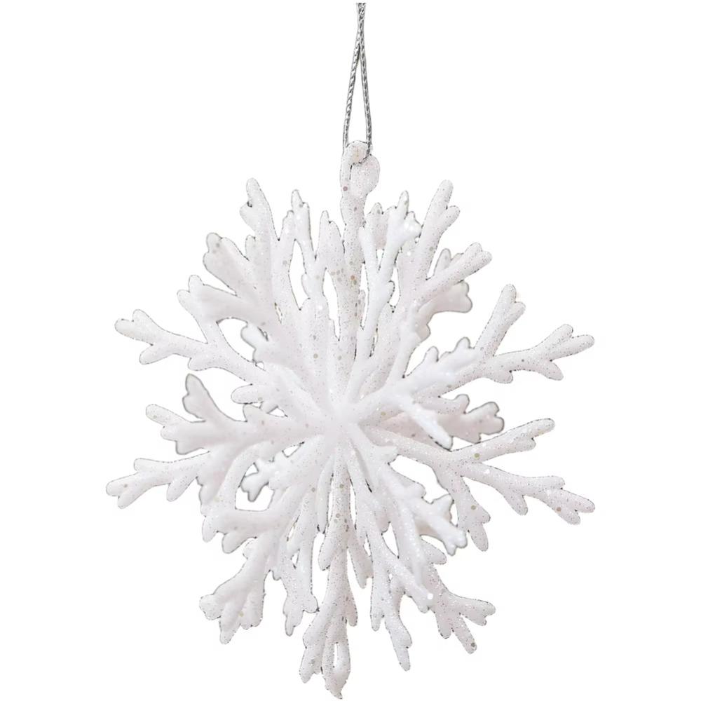 Glitter Finish Snowflake Hanging Ornament 3D Design Glitter Snowflake Decoration Home Decor