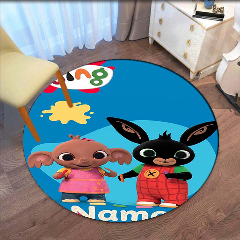 Custom Name Bing Printed Round Rug Carpet Chair Rug Area Rug Entryway Doormats,for Office Chair Living Room Bedroom Kitchen Room.