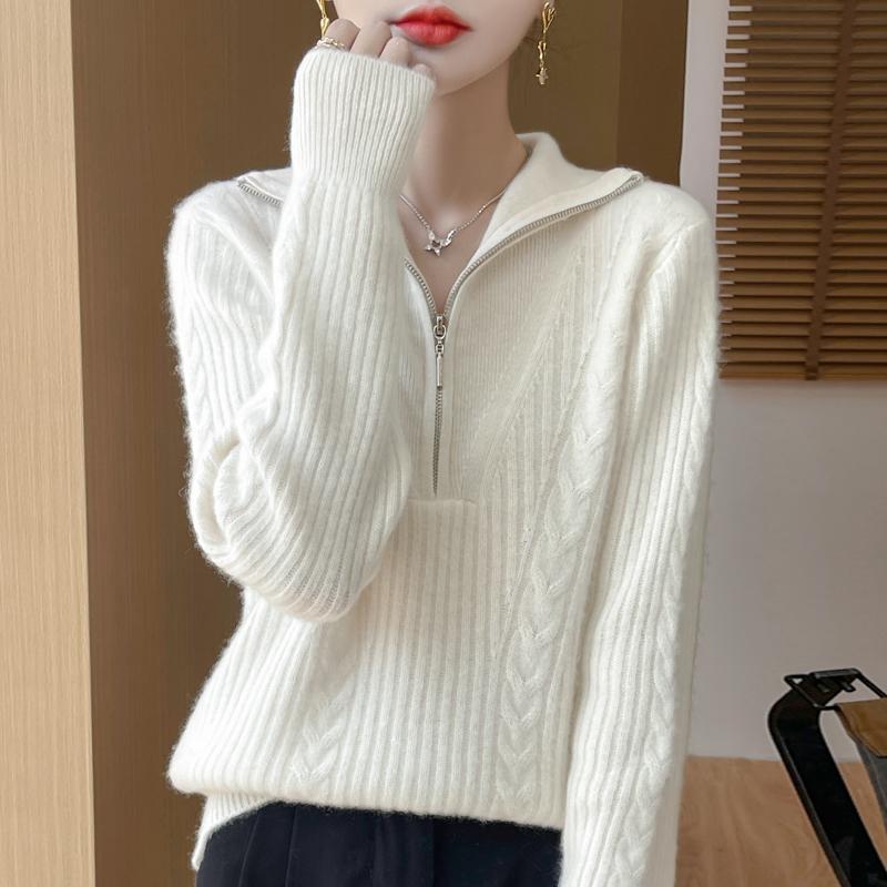 Women's cashmere sweater Qinghe cashmere 30% cashmere 70% wool autumn and winter pullover warm and fashionable