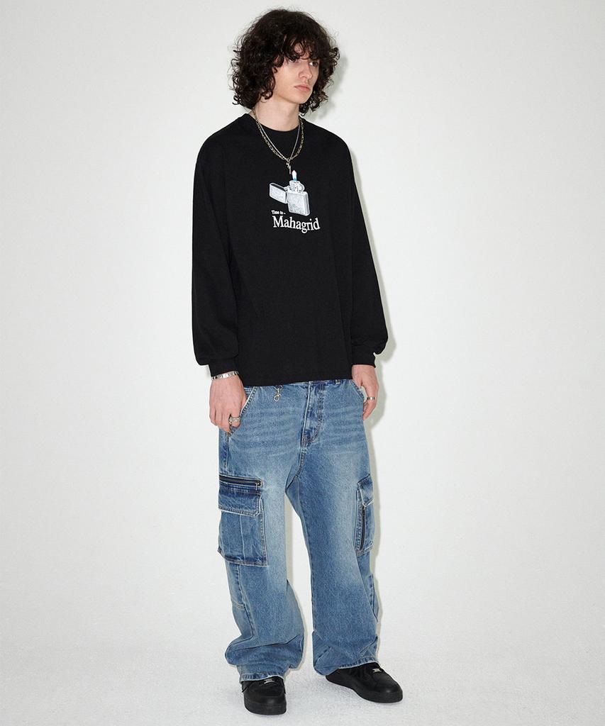 MAHAGRID It’S Time To Ls Tee Black(Mg2Efmt564A)