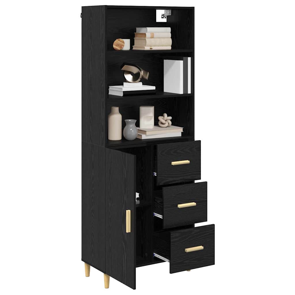 Highboard Black Oak Effect 69.5 x 32.5 x 180 cm