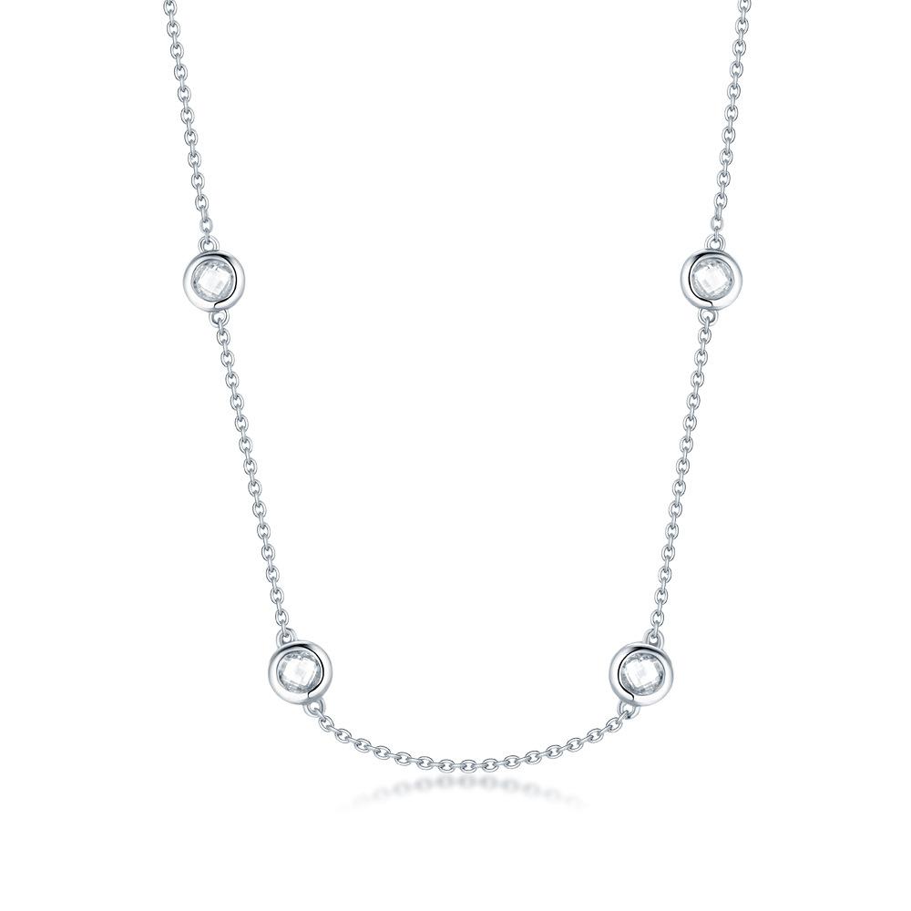Simple Korean version of the versatile necklace round diamond S925 silver necklace short collarbone chain