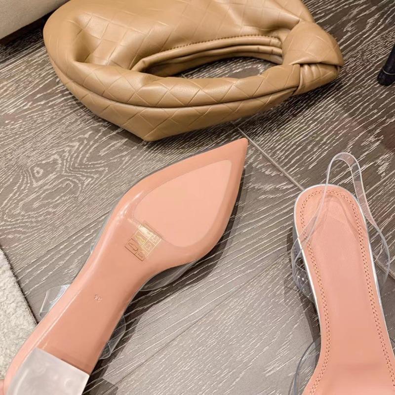 

Baotou sandals women s spring and summer new transparent crystal pointed stiletto high heels 34