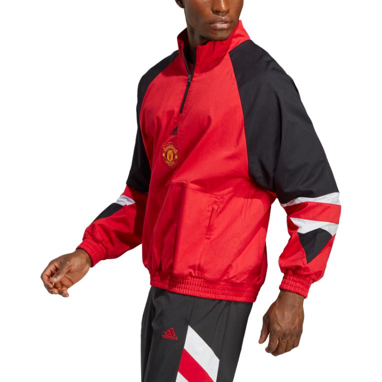 Adidas SS23 Icons Retro Series Manchester United Football Contrast Logo Print Long Sleeve Men Football Jersey Red HT2000