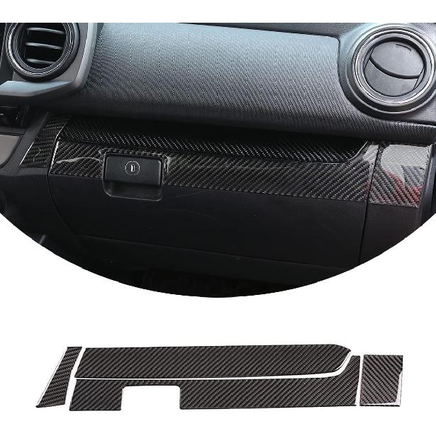for Tacoma 2015 2016 2017 2018 2019 2020 2021 2022 2023 Soft Carbon Fiber 3D Sticker Center Control Passenger Side Dashboard Panel Cover Trim Glove Black Carbon Fiber