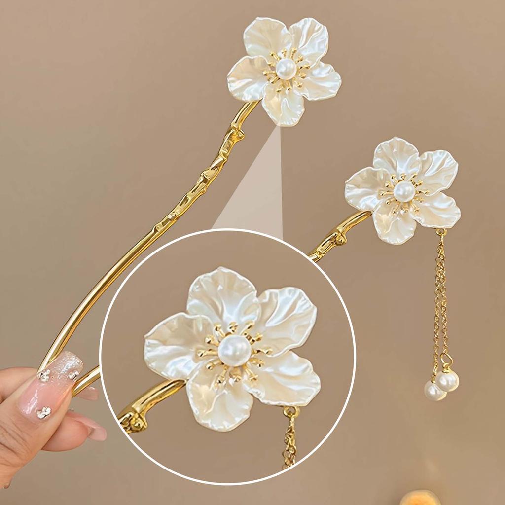 New Chinese Style Hibiscus Hairpin Flower Hair Accessories For Women Fashion Alloy Hair Clip Bridal Hair Sticks