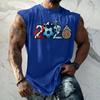Men's Basic Sleeveless Vest Loose Fit Tank Top with World Cup Themed Graphic Print Summer Casual Sportswear Muscle Shirt