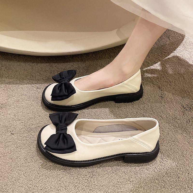 French flat-soled small leather shoes for women 2025 spring and summer new British style versatile one-pedal single shoes for pregnant women loafers