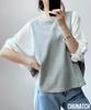 Chunachi Long Puff Puff XL Casual Loose Layering Docking Mixed-Material Top, 3/4 Sleeve, Sheer, Sleeve, Chiffon, Casual, Spring/Autumn, Sleeves, Cute,