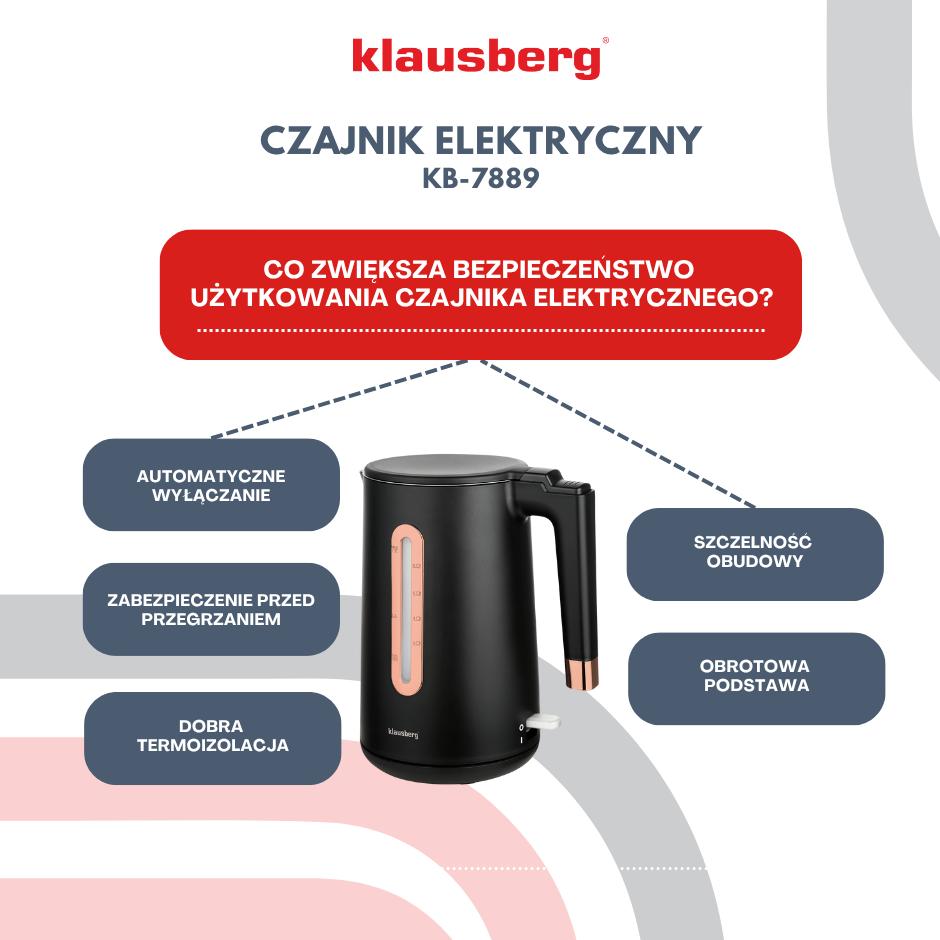 Cordless Electric Kettle 1.7L Black KLAUSBERG KB-7889