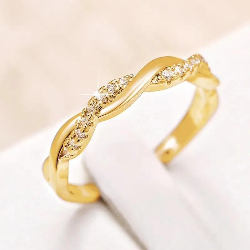 Huitan Wedding Band Eternity Rings Women Brilliant Round Zirconia Luxury Engagement Rings Thin Elegant Female Jewelry