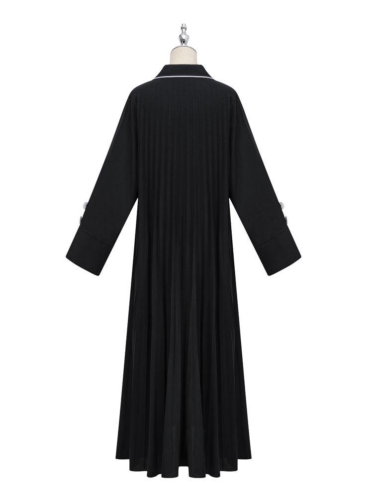 2024 Elegant Middle East Muslim Color Block Long Dress & Cardigan