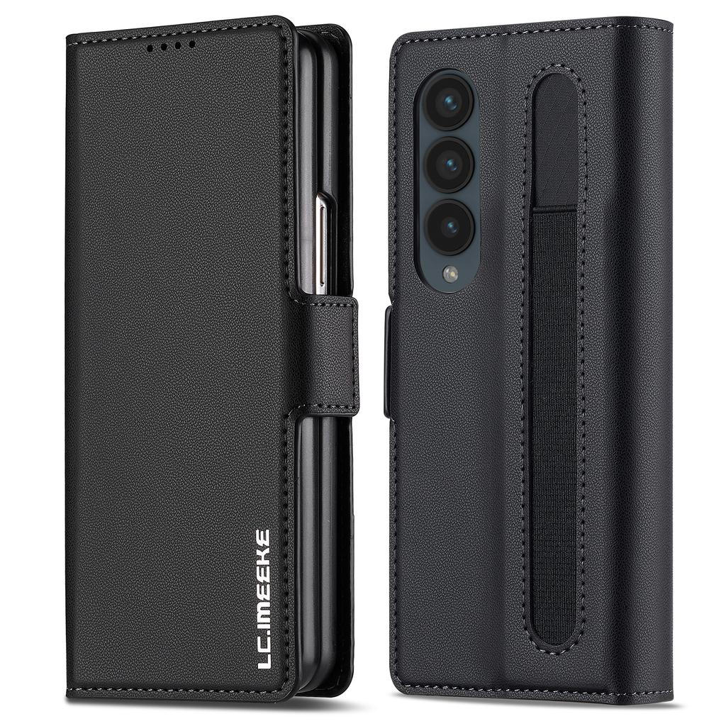 LC.IMEEKE L1 For Samsung Galaxy Z Fold3 5G Stand Case Texture PU Leather Wallet Phone Cover