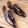 Fashion Luxury Pure Cowhide Leather Men Formal Shoes Oxford Business Office Male Dress Black Coffee Lace-up Party Wedding Handmade Shoes