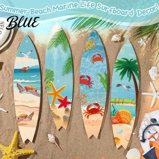 Decorative Wood Surfboard Art Signs Wall Decoration Hanging 4Pcs Wooden Summer Seaside Lightweight Beach Theme Pendant for Bathroom Bedroom