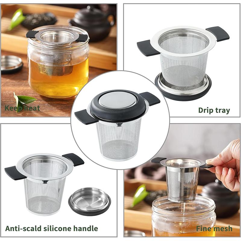 Tea Infuser Basket Stainless Steel Tea Strainer Tea Filter With Small Strainer And Lid Tea Diffuser For Loose JT340