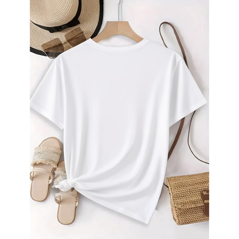 European Size Fashionable Printed Women'S T-Shirt - Comfortable And Relaxed, Round Neck, Suitable for All Seasons, Elegant Casual Top