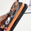 Guitar-playing Panda Pattern Case For iPhone 17 Pro Max Funda iPhone 16 Pro Max 15 14 13 12 11 Air 16E Leather Texture Silicone Cover