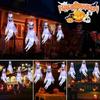 1-4PCS Halloween LED Glowing Ghost Hanging Decoration Floating Figure Prop for Outdoor Yard Haunted House Party Scene