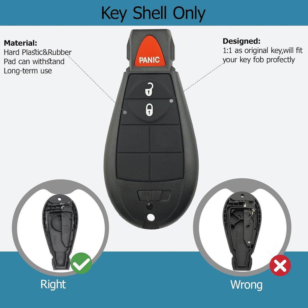 3 Button Replacement Key Fob Cover fit for Dodge Ram 1500 2500 3500 Truck Keyless Entry Key Fob Shell
