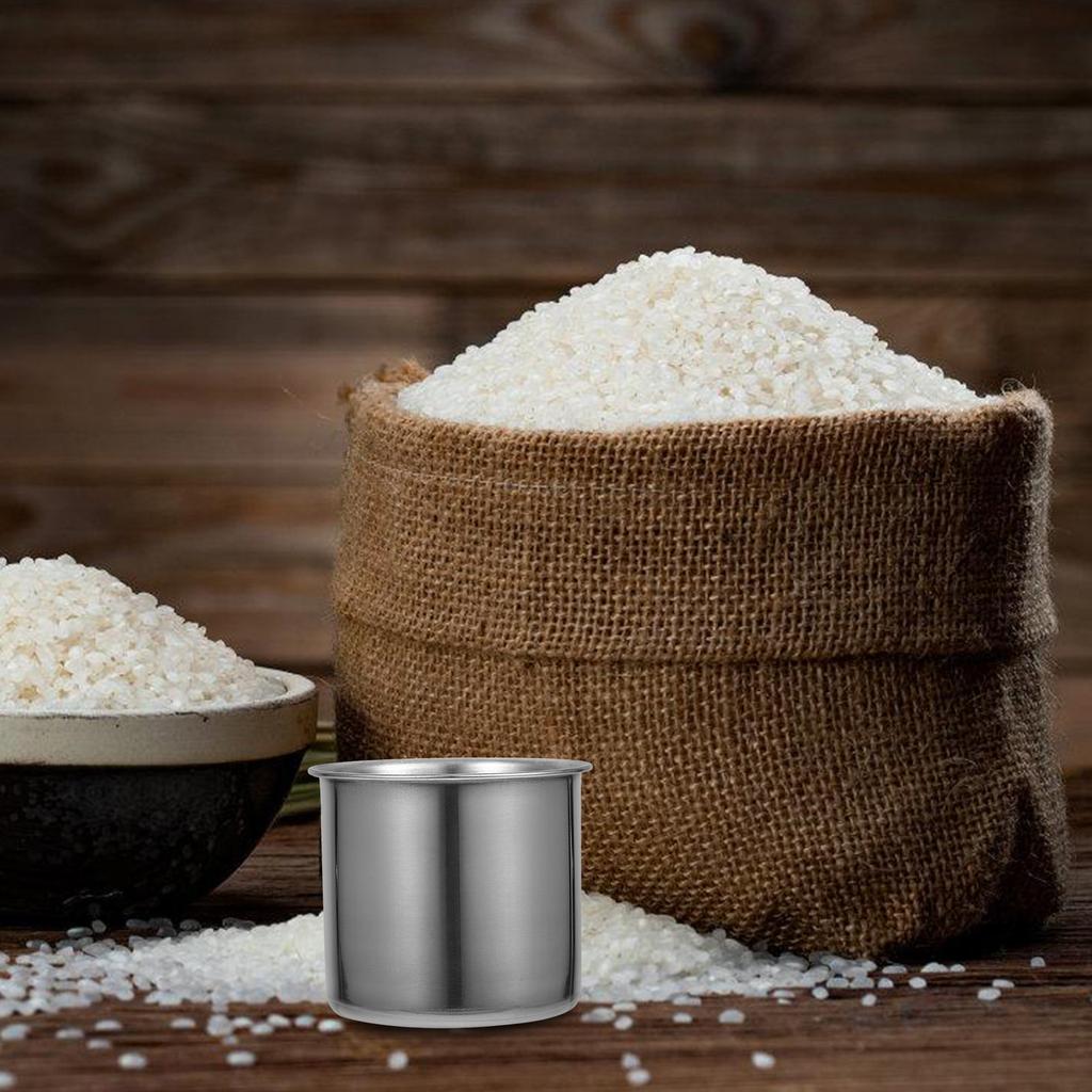 Copo de Arroz Aço Inoxidável 250ml Borda Lisa Recipiente Medidor Suporte de Armazenamento de Cozinha Copo Medidor Multifuncional